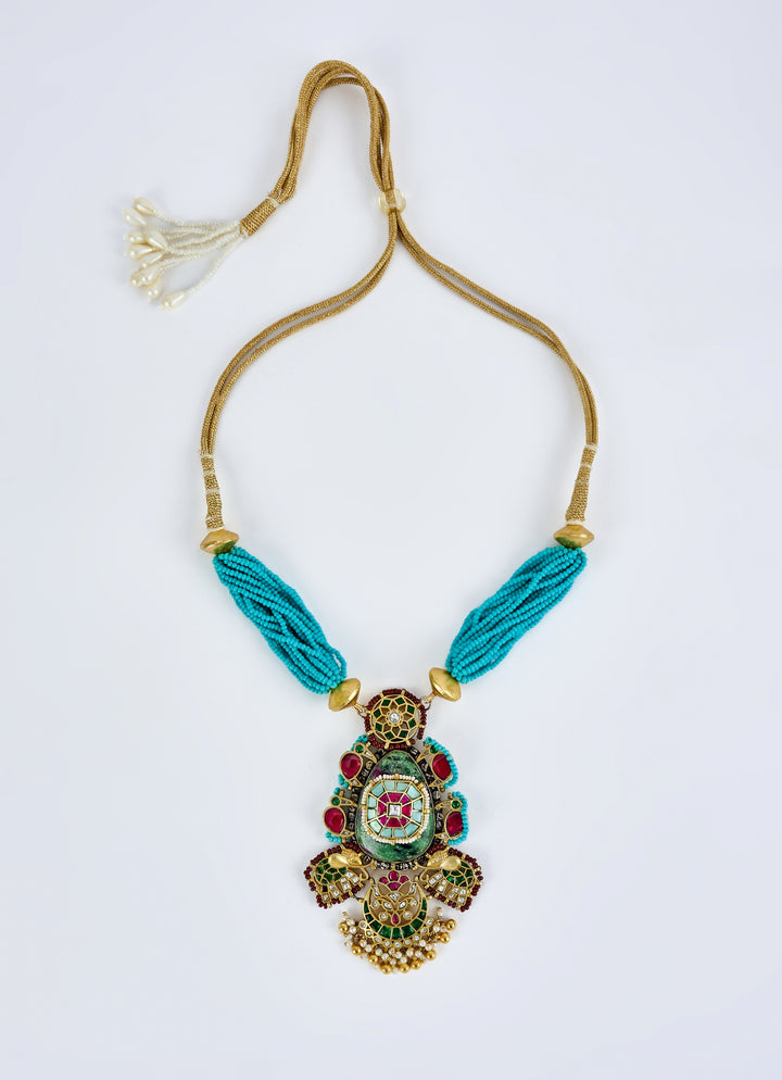 Gold Plated Turquoise Beaded Necklace Set