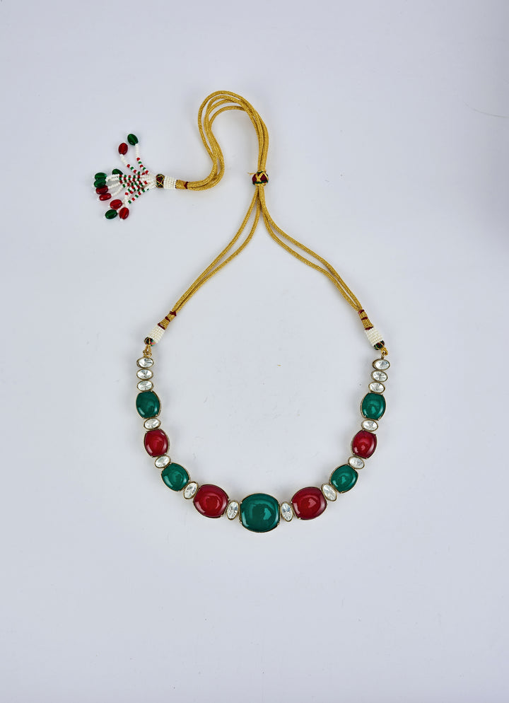 Green And Red Contemporary Choker Necklace Set