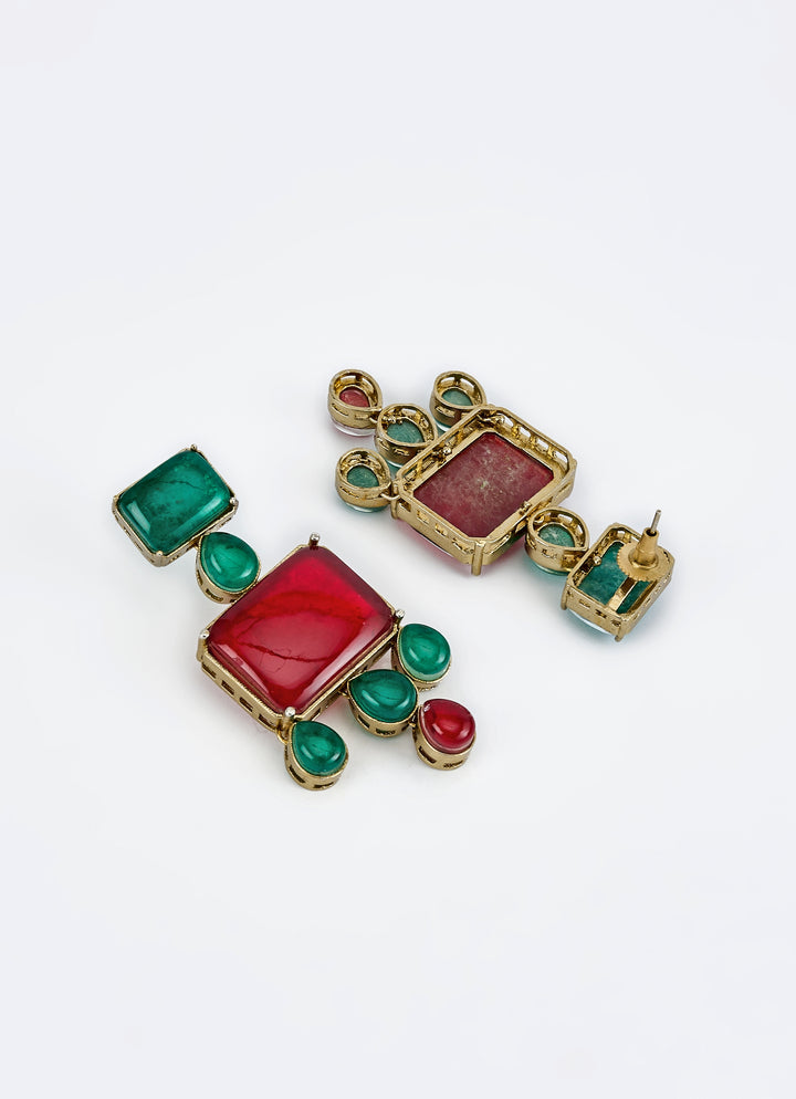 Green And Red Contemporary Choker Necklace Set