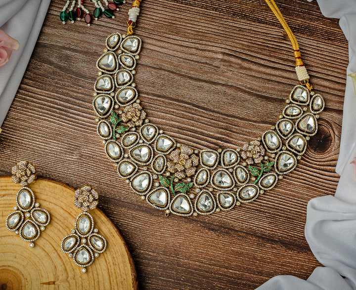 Kundan And  Pink Stone Necklace Set