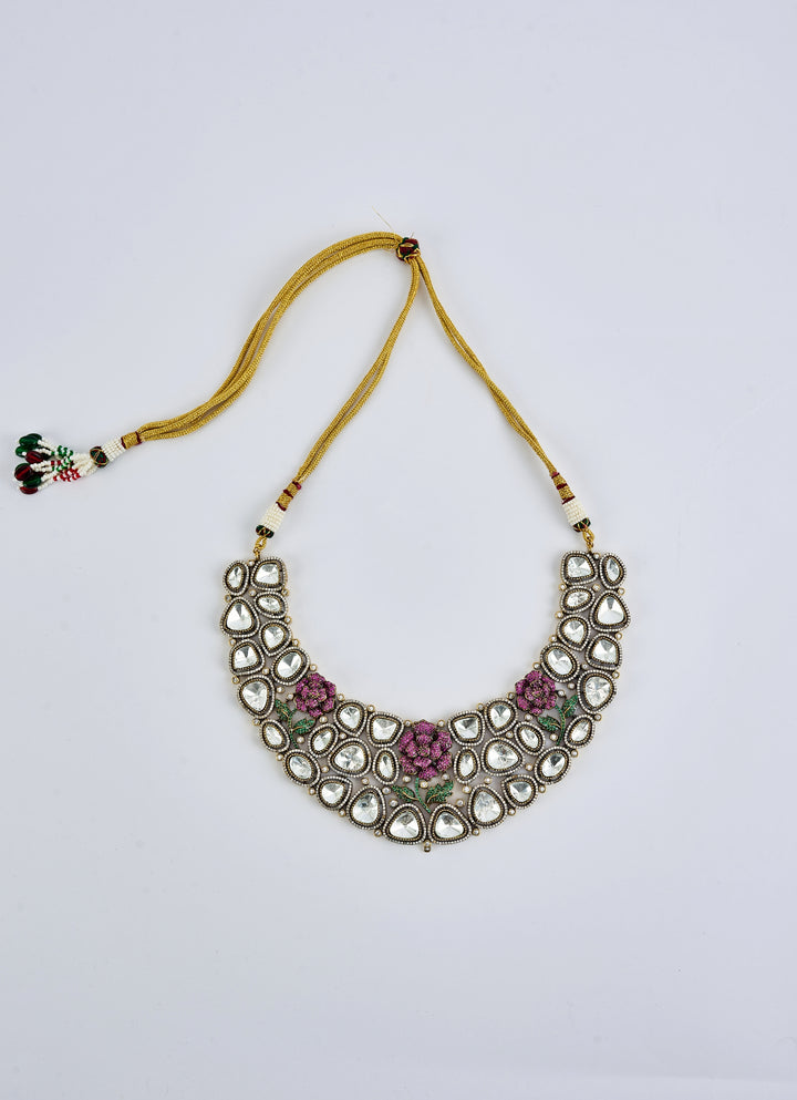 Kundan And  Pink Stone Necklace Set