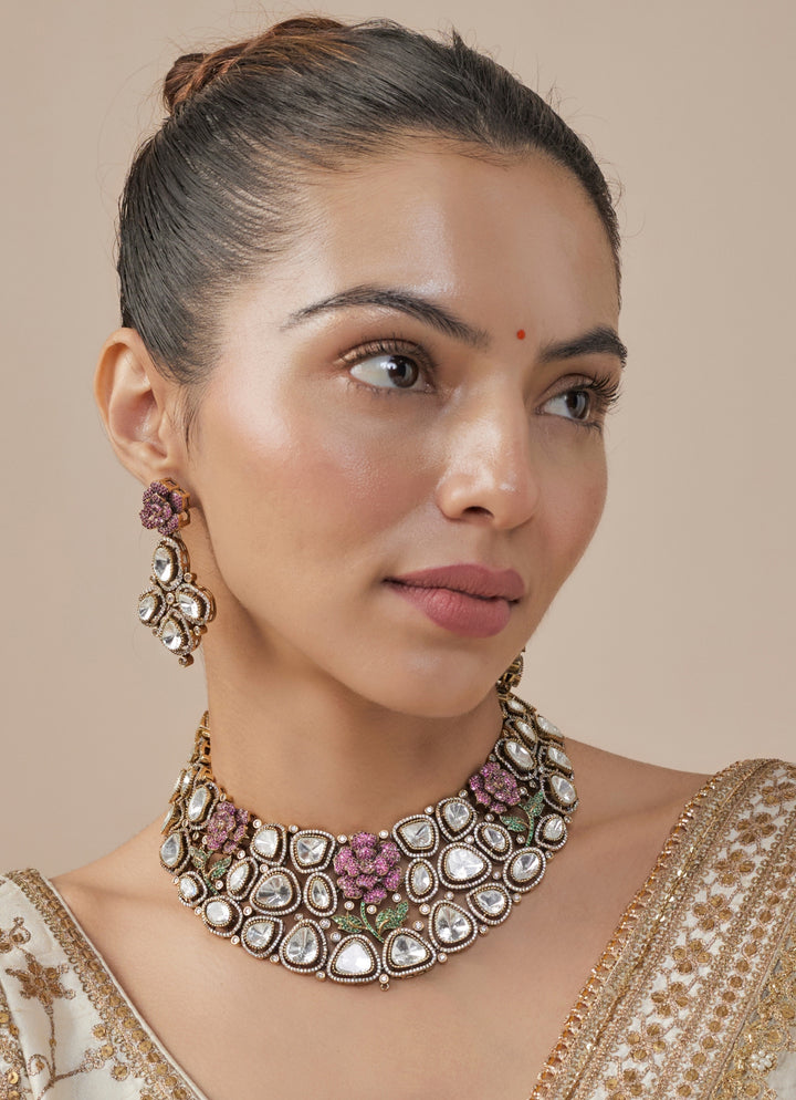 Kundan And  Pink Stone Necklace Set