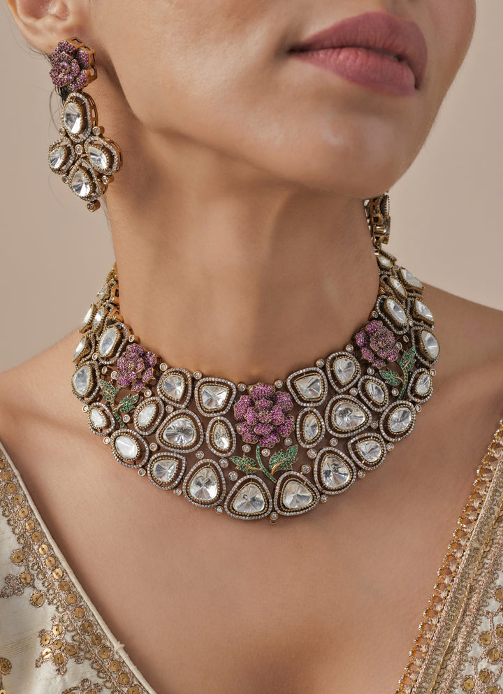 Kundan And  Pink Stone Necklace Set