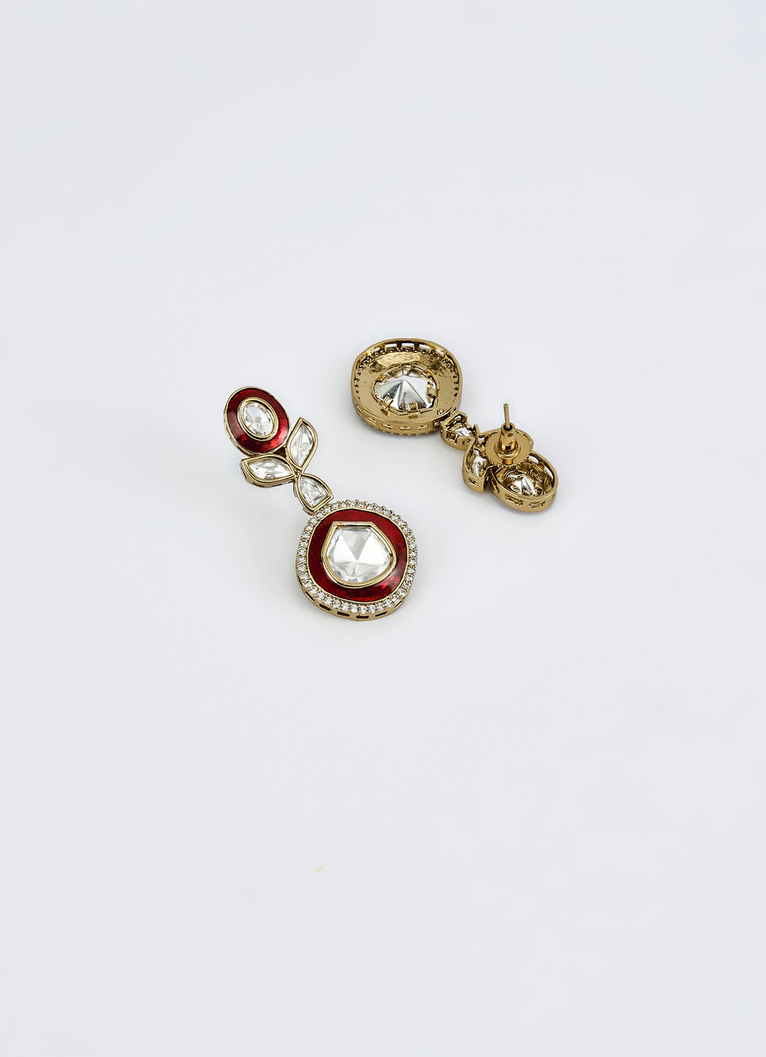 Gold Plated Red Meenakari And Kundan Short Necklace Set