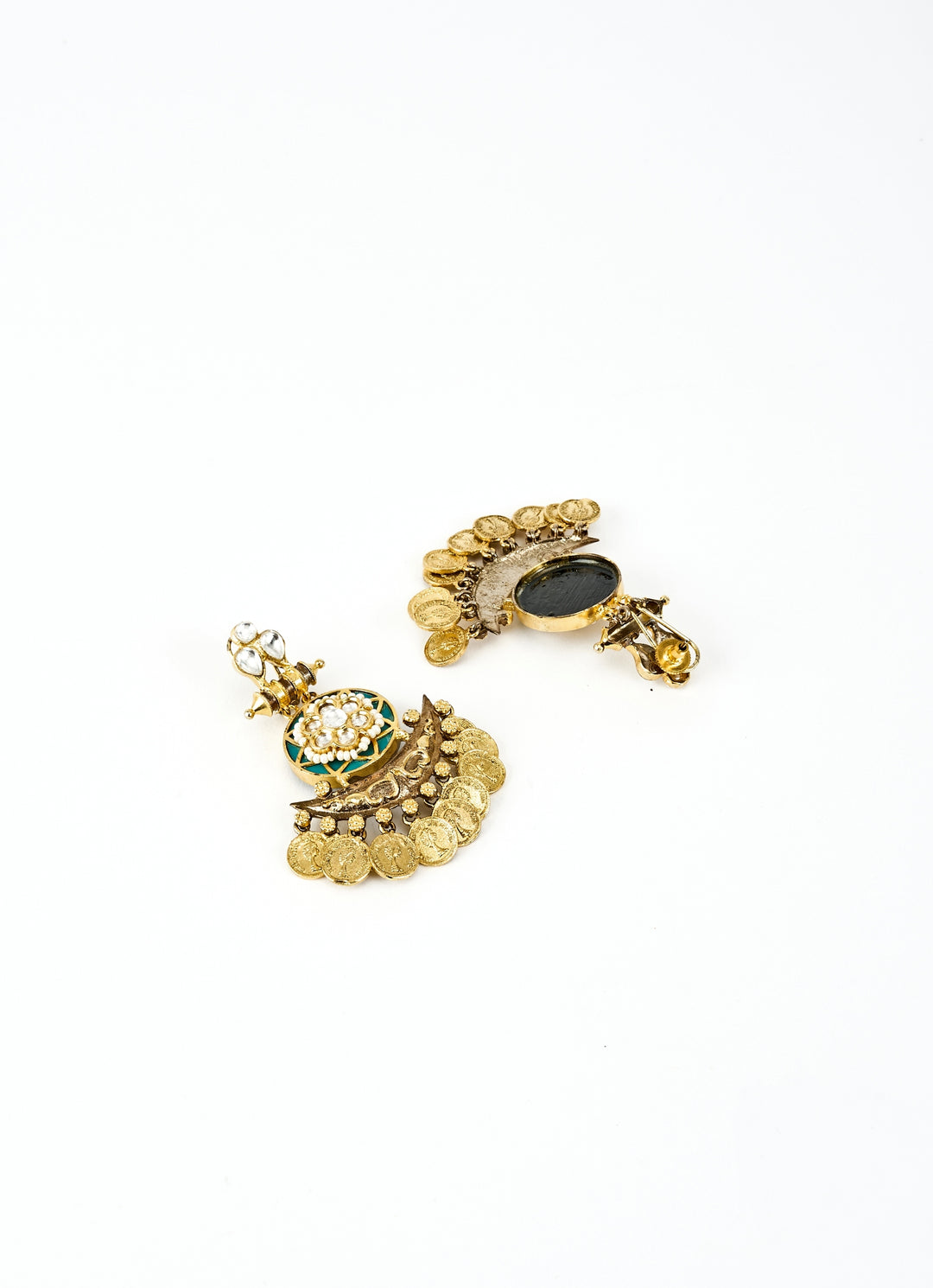 Gold Plated Green Kundan And Coin Choker Necklace Set