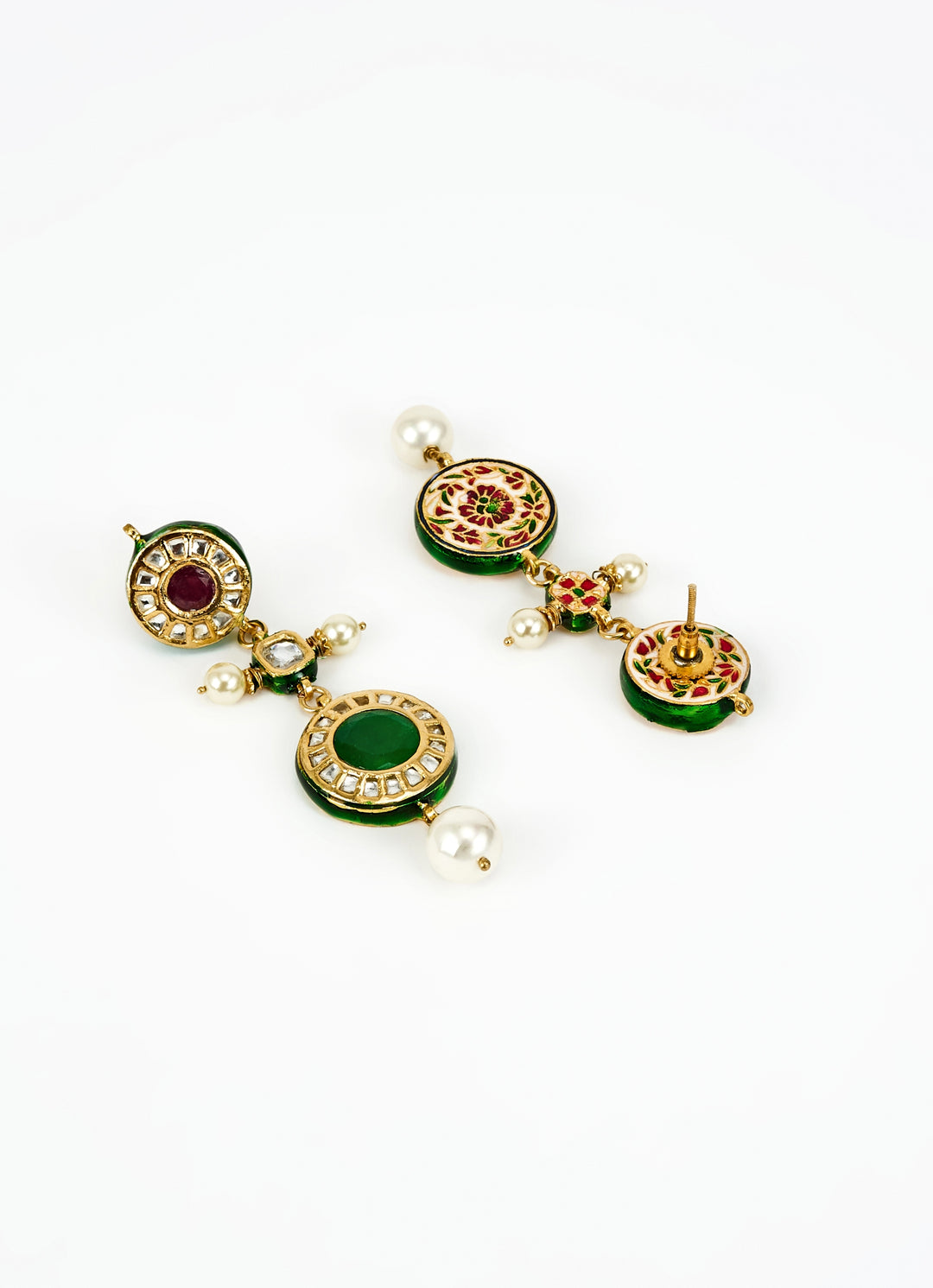 Gold Plated Multi Kundan Short Necklace Set With Pearl Drop