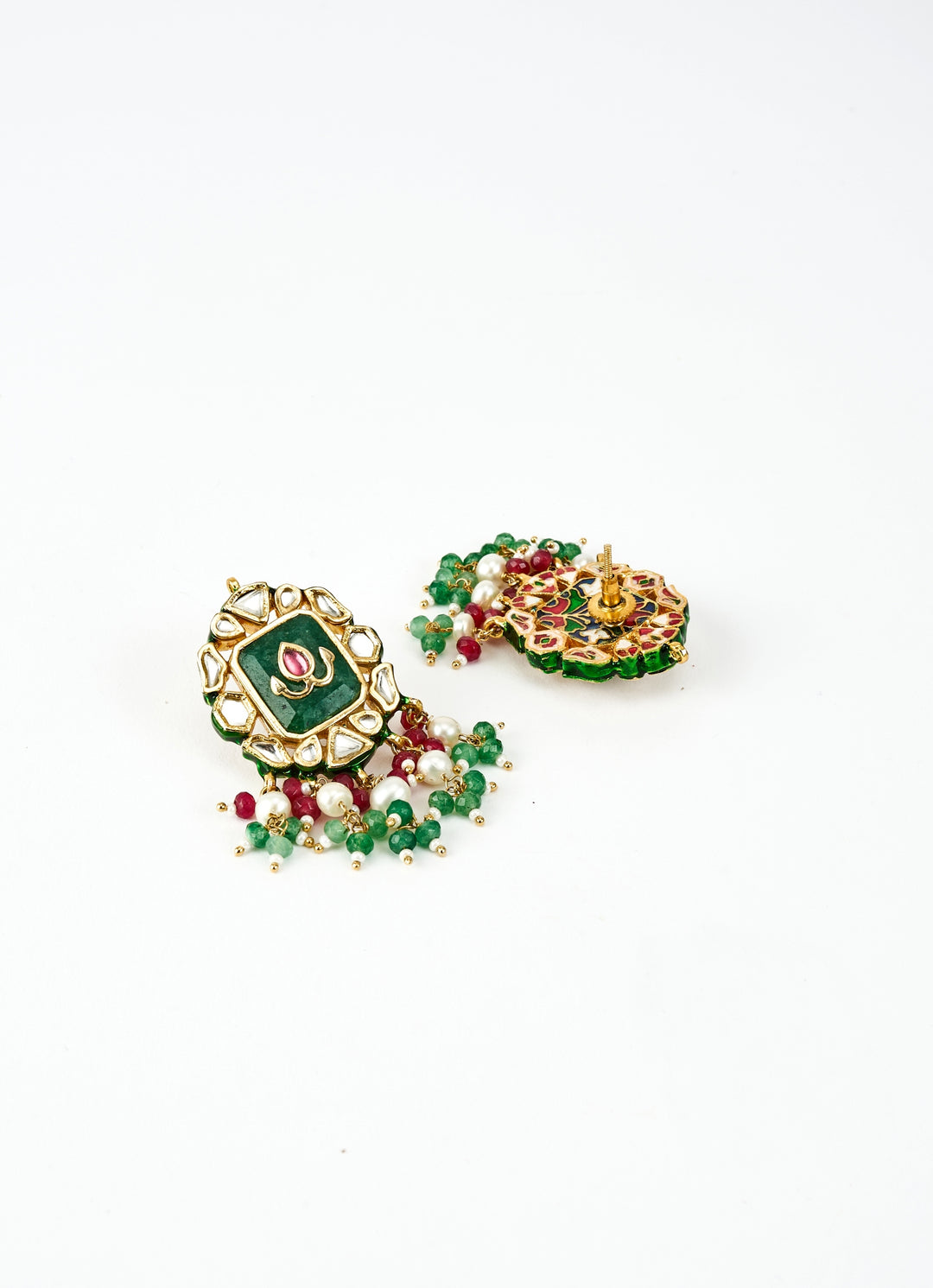 Gold Plated Green And Red Kundan Choker Necklace Set