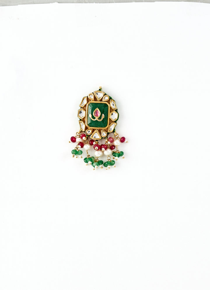 Gold Plated Green And Red Kundan Choker Necklace Set