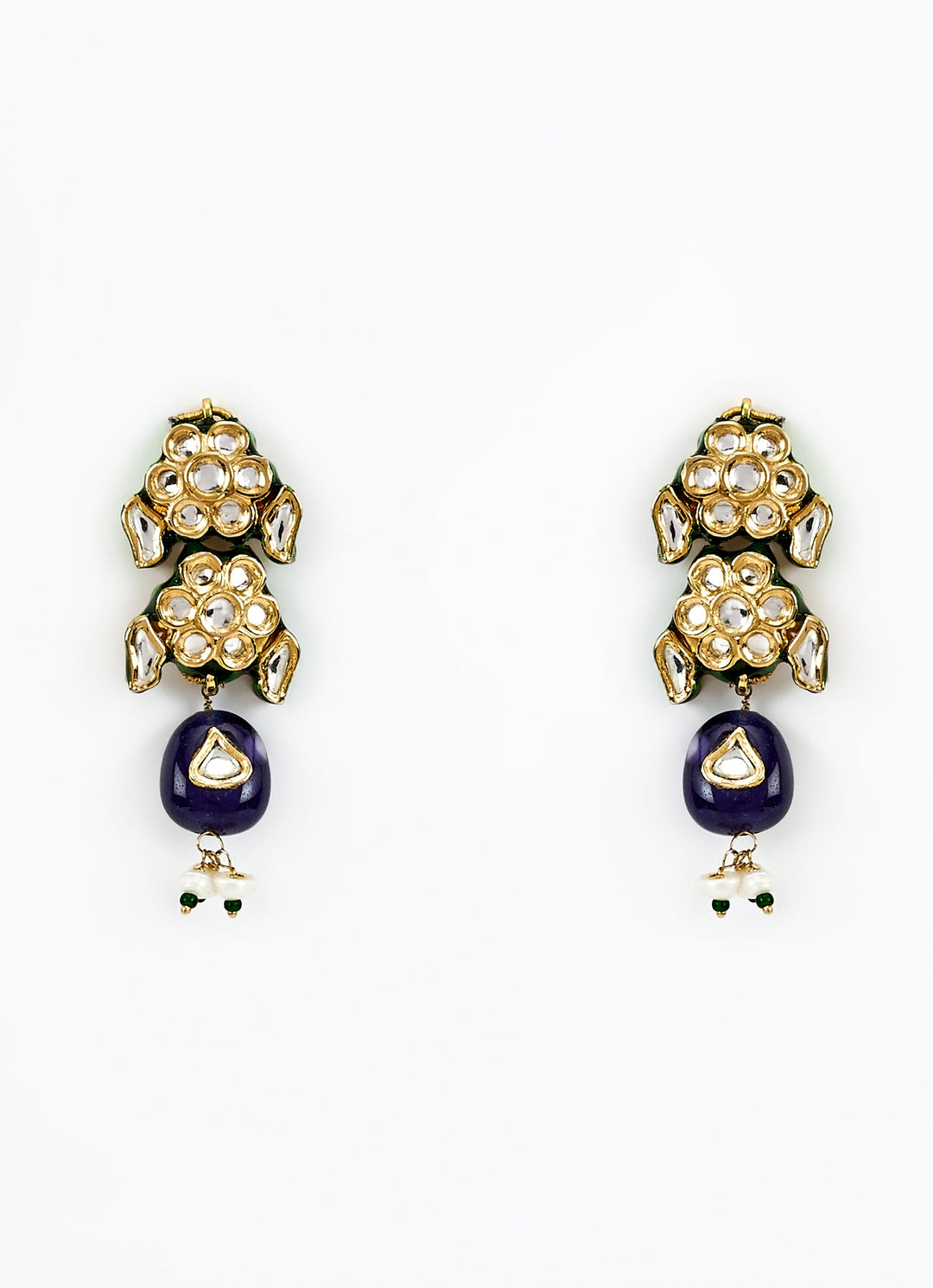 Gold Plated Blue Kundan Choker Necklace Set