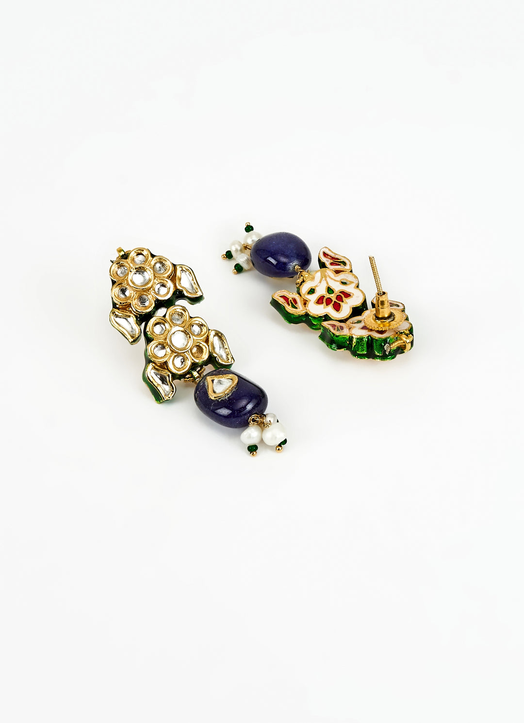Gold Plated Blue Kundan Choker Necklace Set
