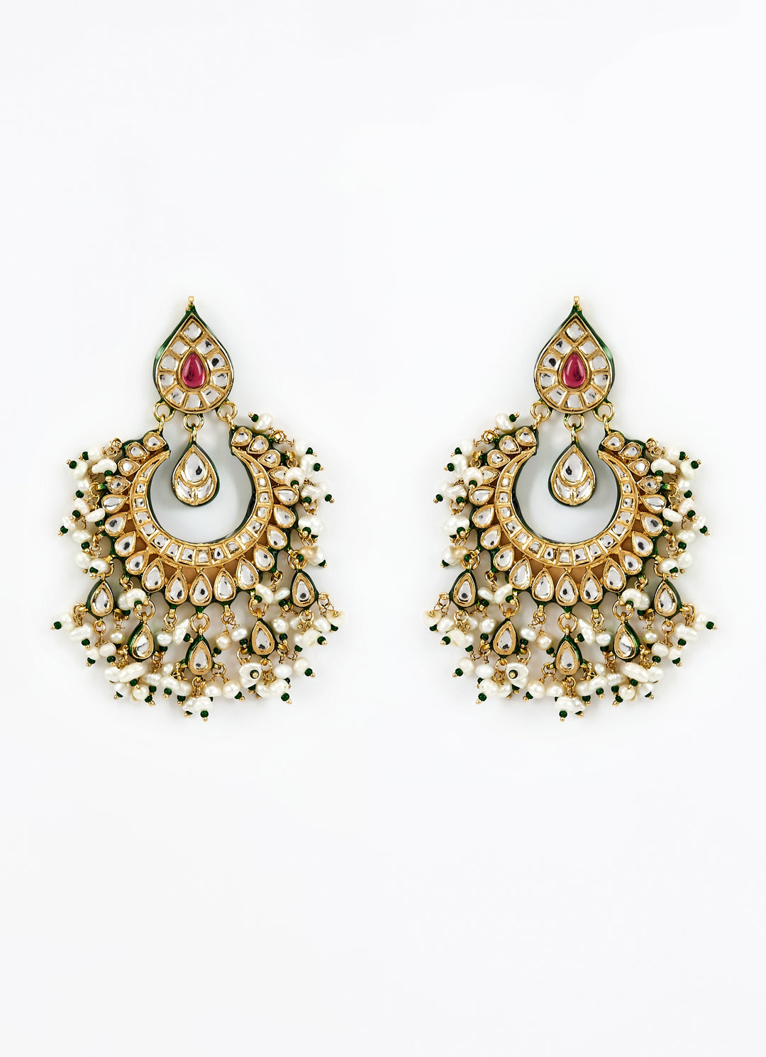 Gold Plated Pink Kundan And Polki Bridal Choker Necklace Set