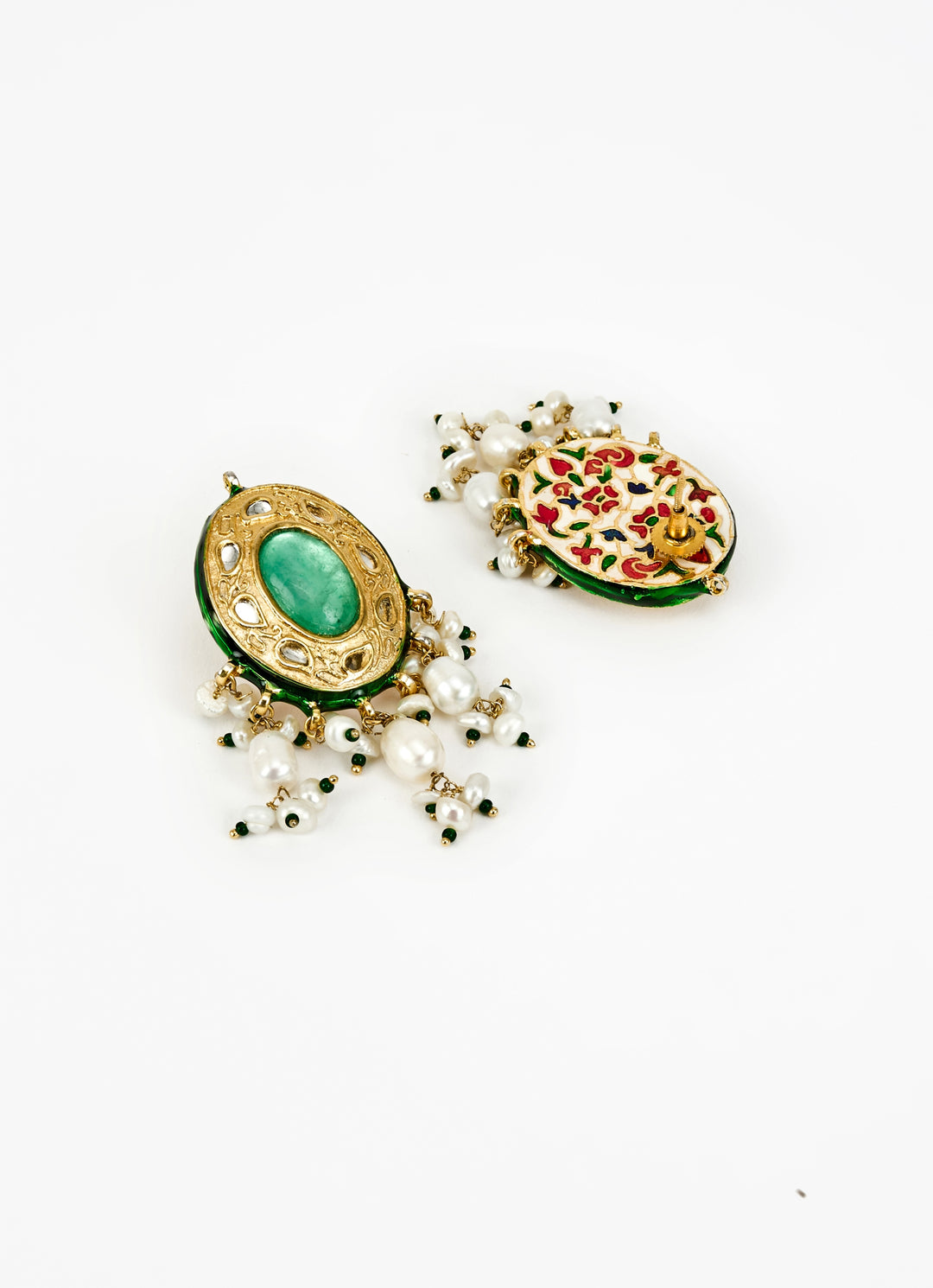 Gold Plated Green Kundan And Polki Choker Necklace Set