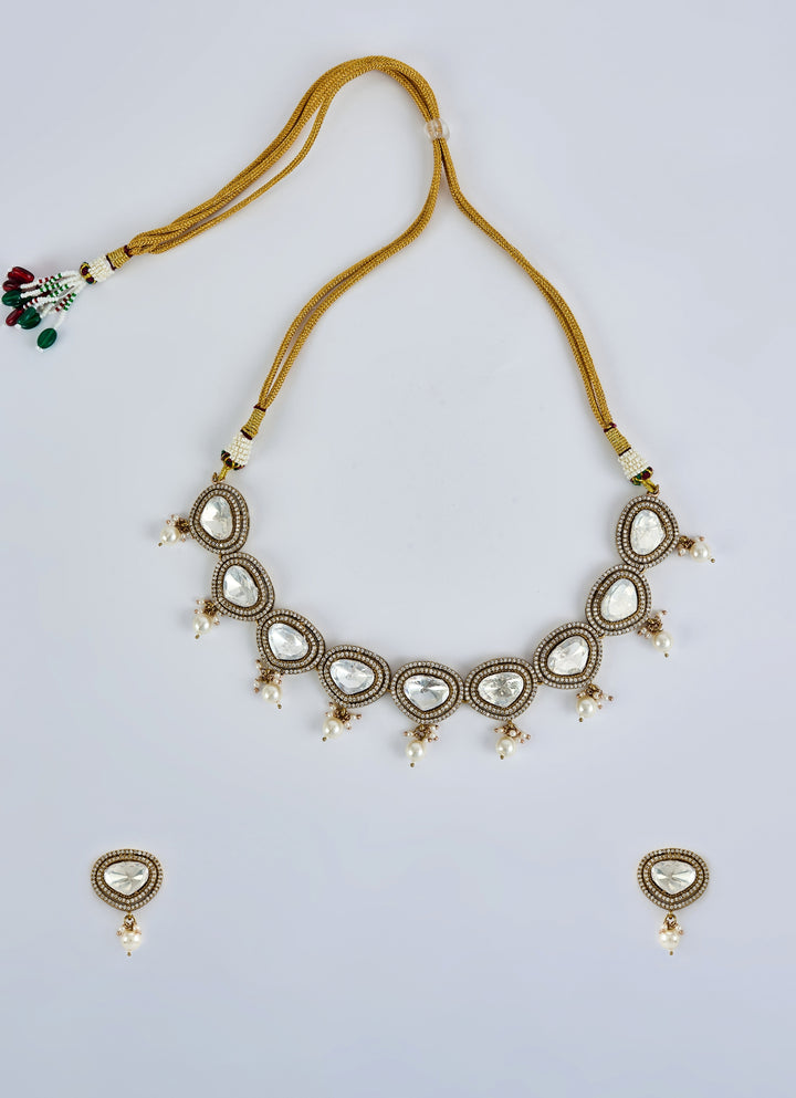Gold Plated Kundan And Pearl Necklace Set