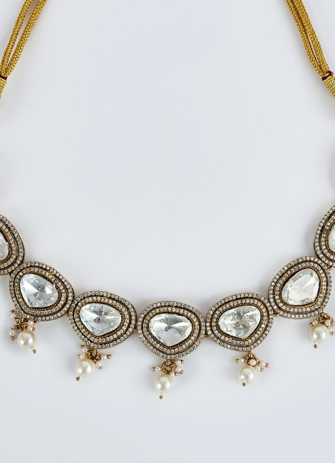 Gold Plated Kundan And Pearl Necklace Set