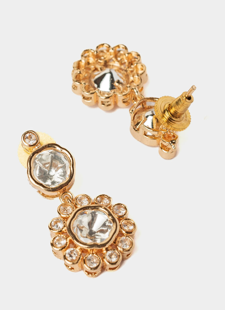Gold Plated Two Layered Diamond Short Necklace Set