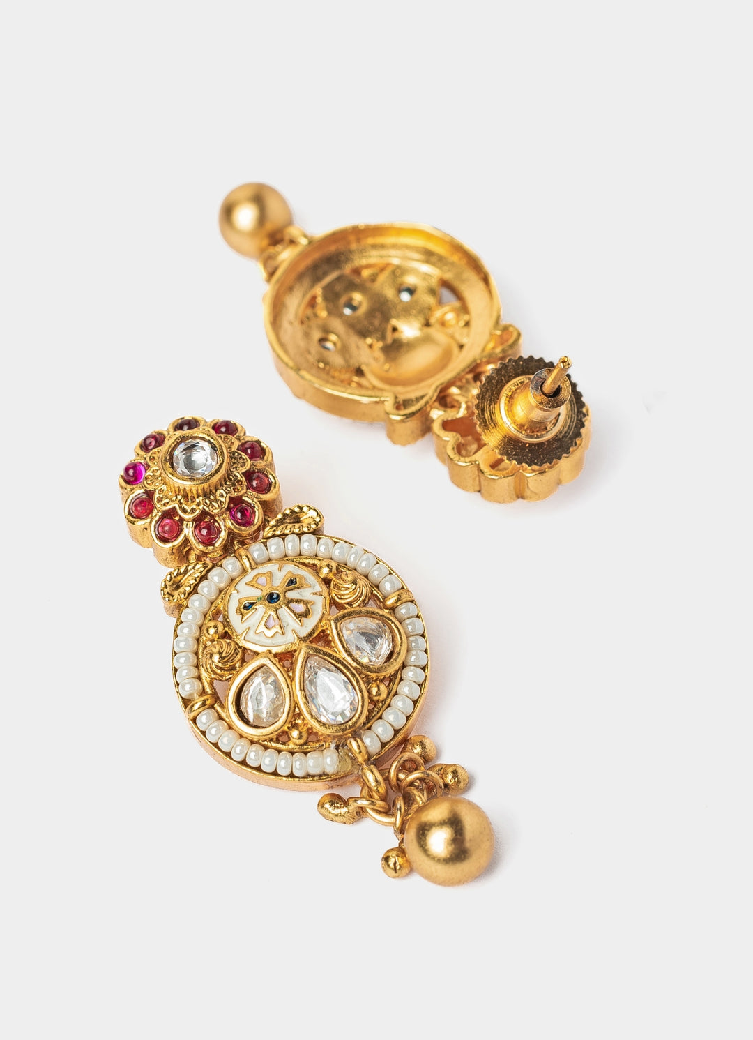 Gold Plated Floral Multi Beaded Short Necklace Set