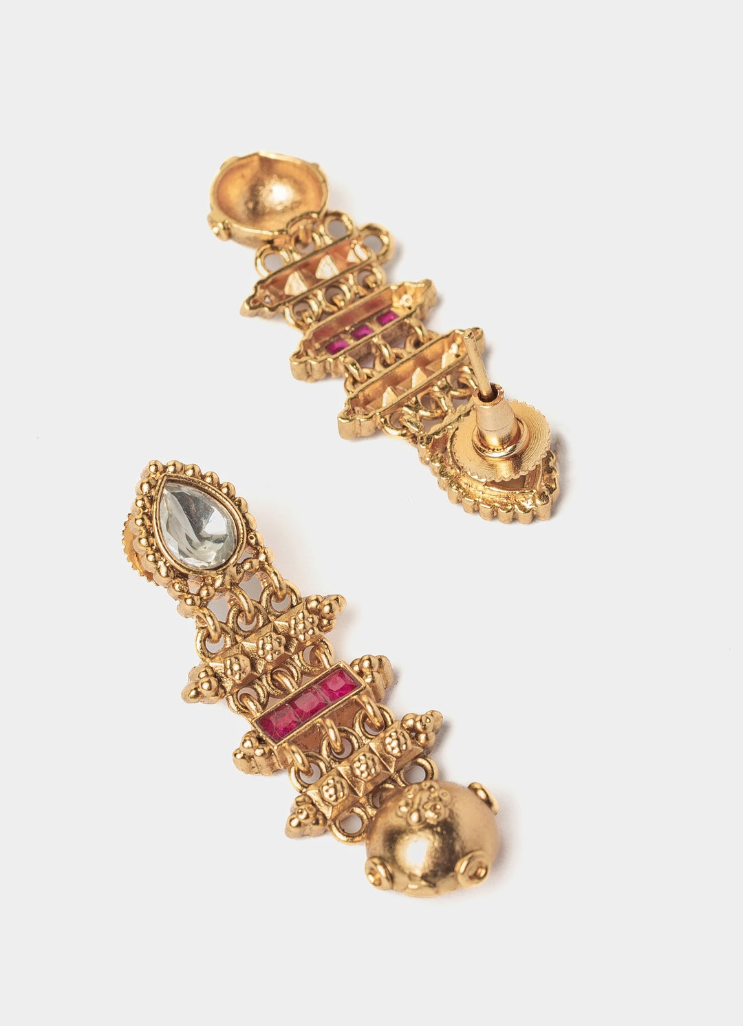 Gold Plated Pink Stone Choker Necklace Set