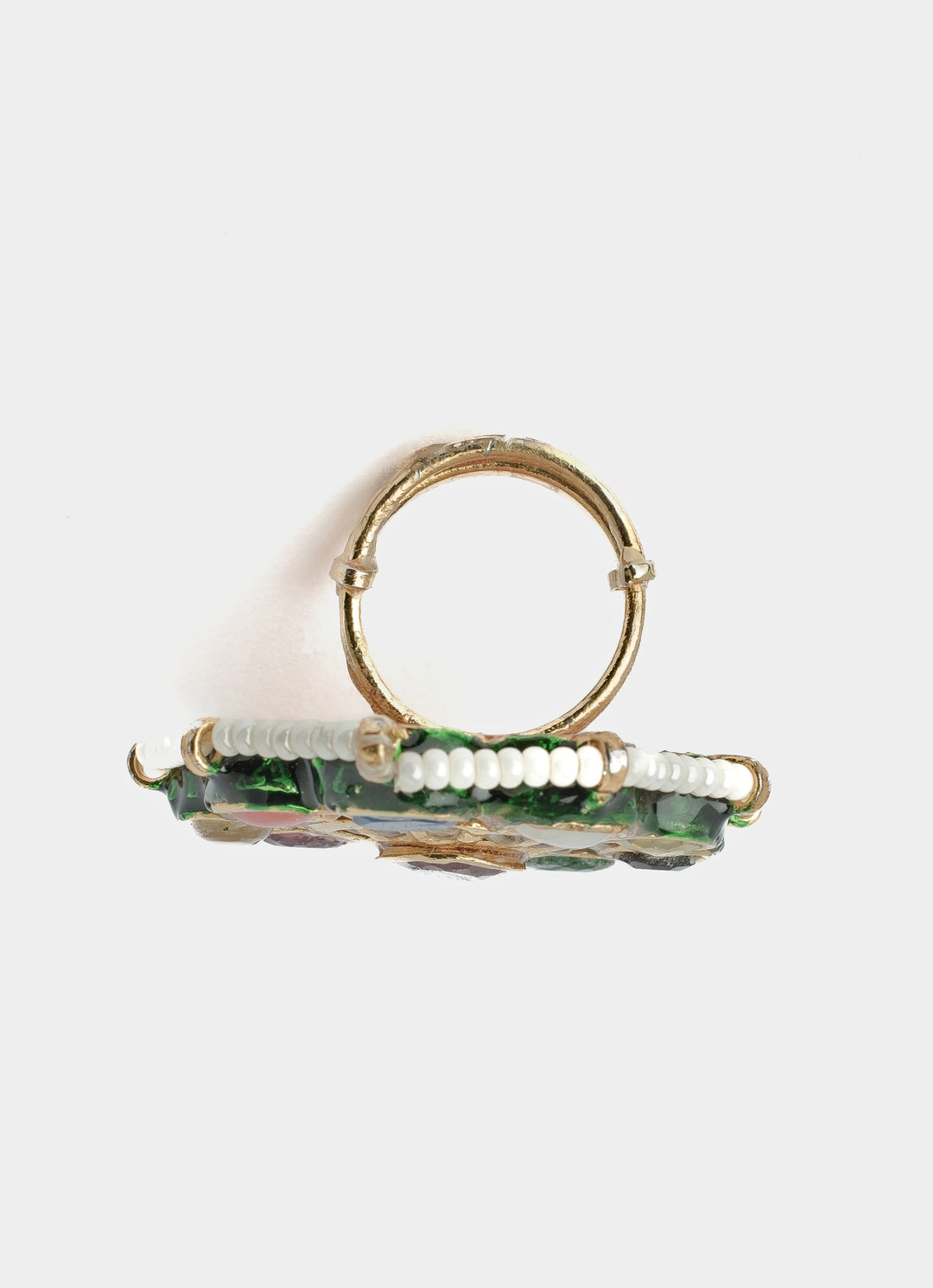 Gold Plated Multi Kundan And Polki Ring