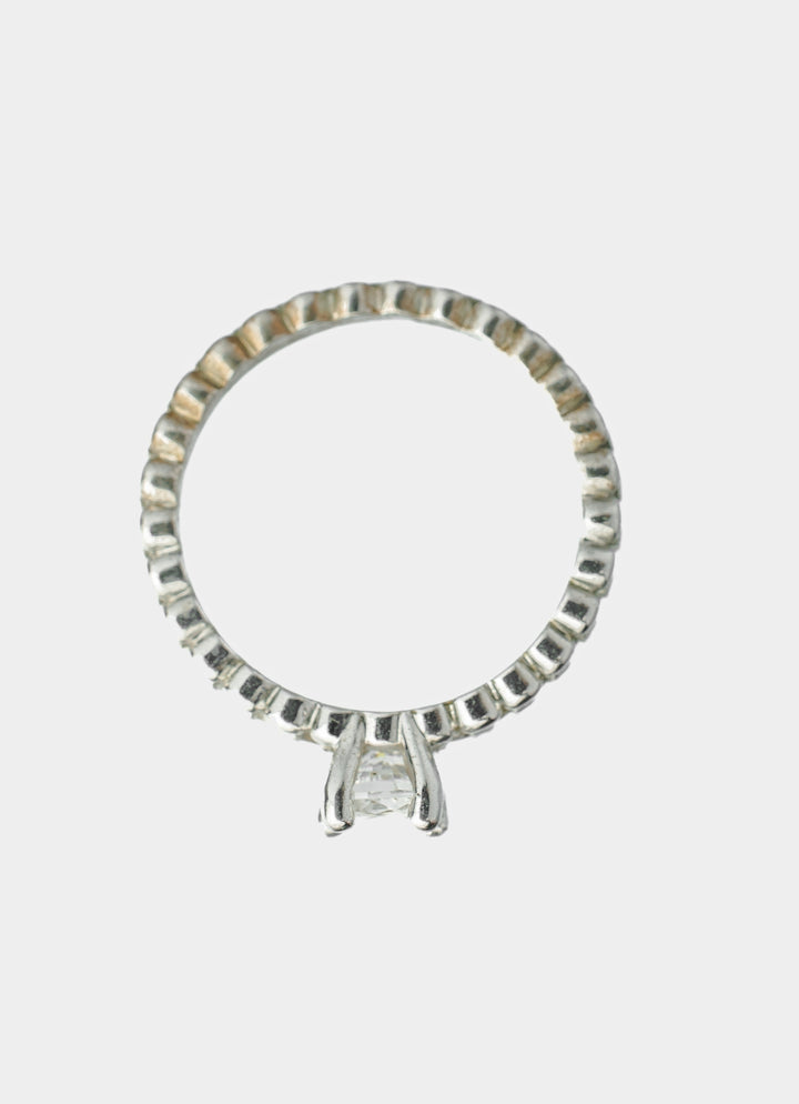 Silver Plated White Round Cut Zircon Ring