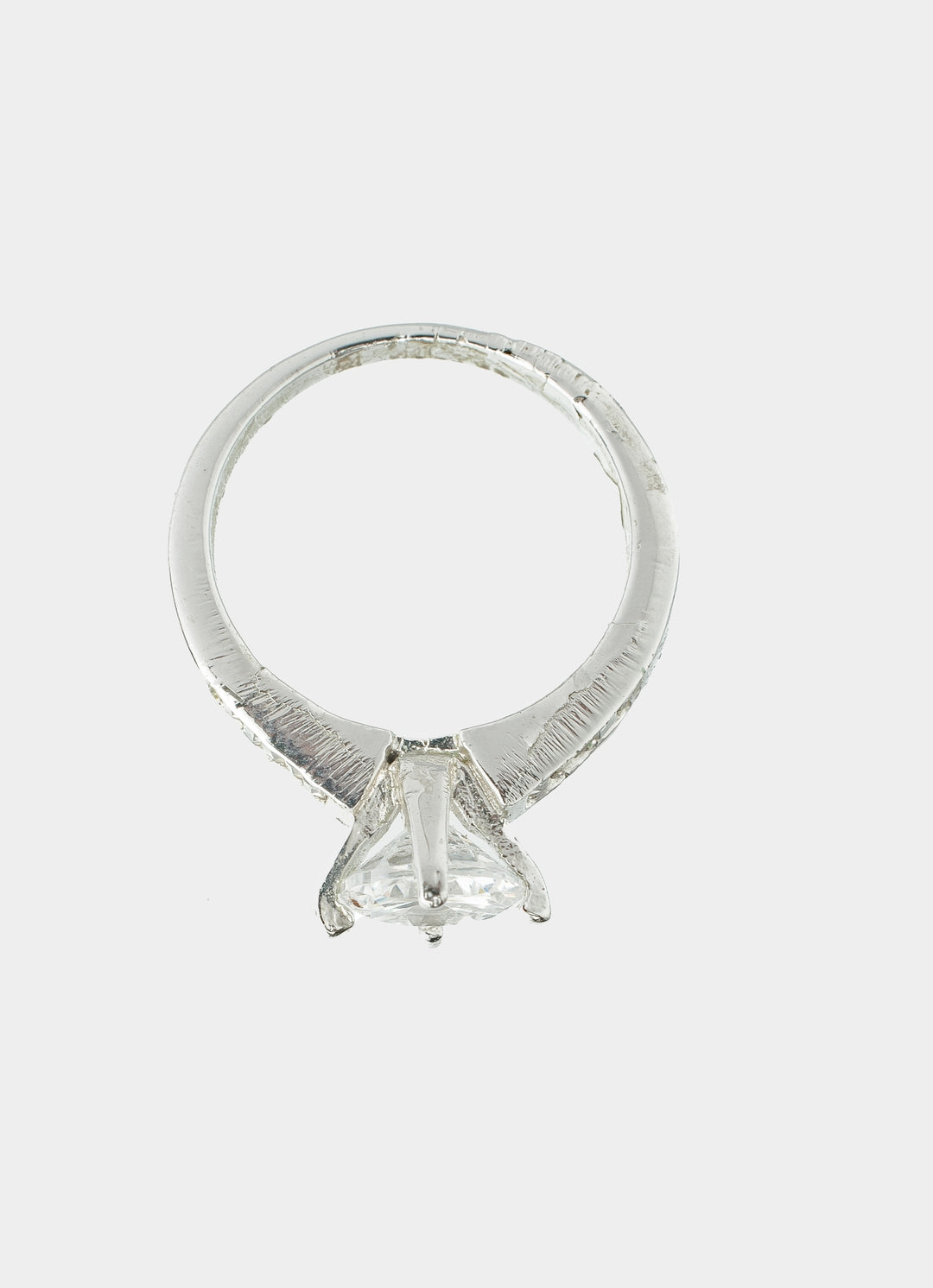 Silver Plated White Solitaire Zircon Ring