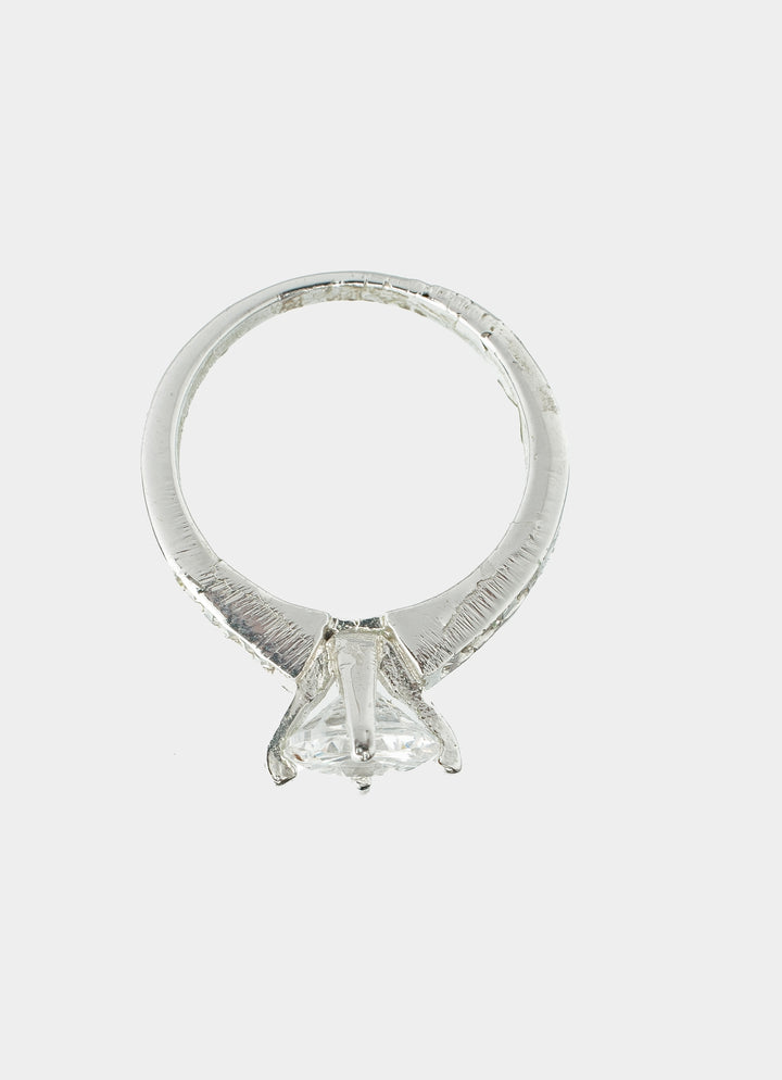 Silver Plated White Solitaire Zircon Ring