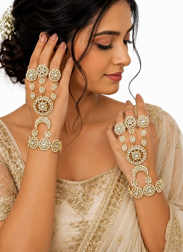 Gold Plated Polki Bridal Haathphool