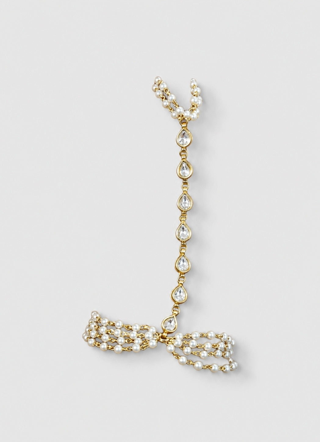 Pearl &amp; Polki Bridal Haathphool Bracelet