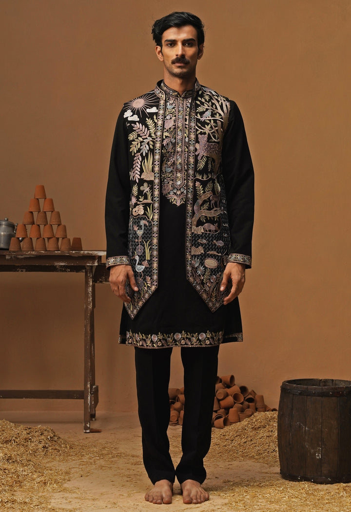 Black Georgette Kurta Jacket Set