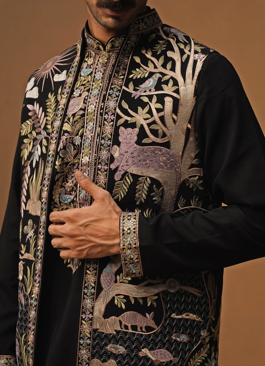 Black Georgette Kurta Jacket Set