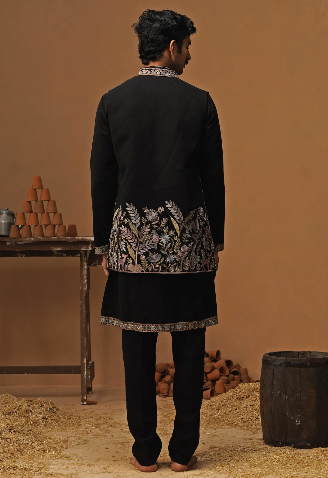 Black Georgette Kurta Jacket Set