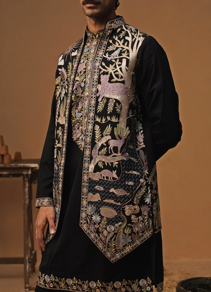 Black Georgette Kurta Jacket Set