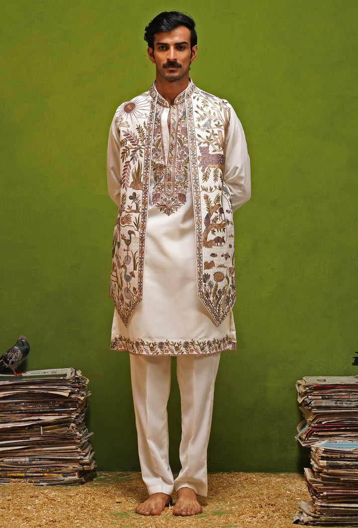 Ivory Georgette Kurta Set with Jacket