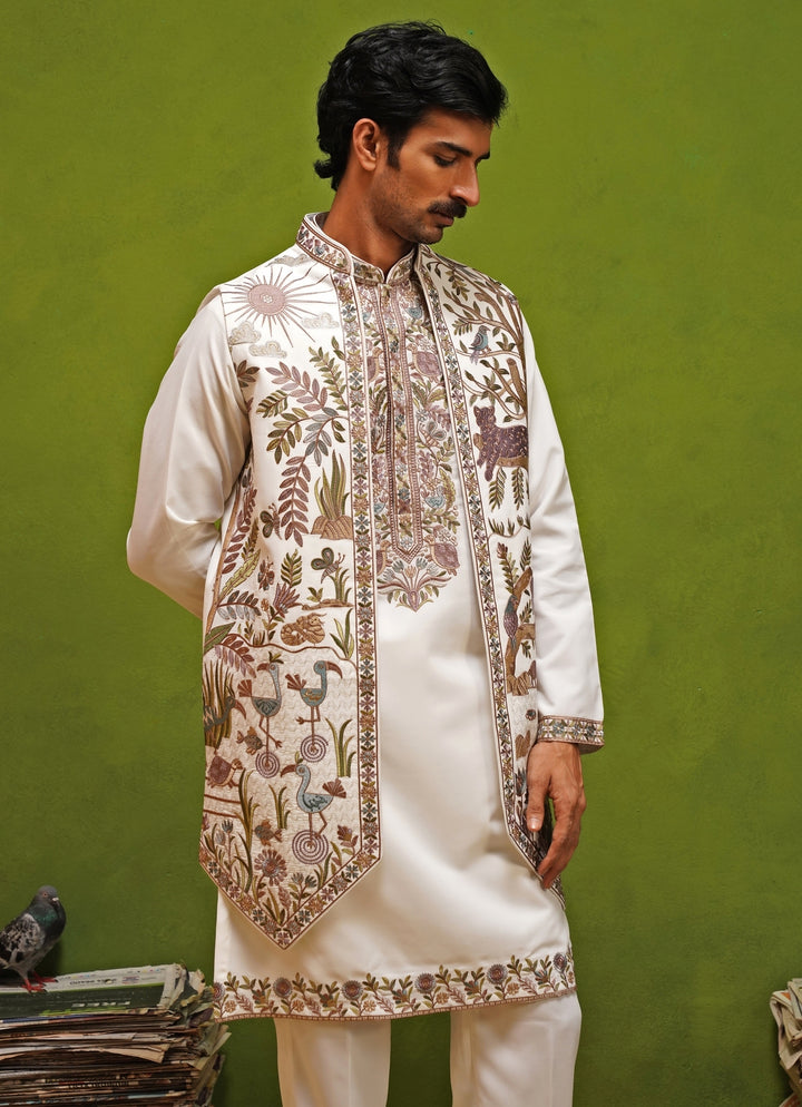 Ivory Georgette Kurta Set with Jacket