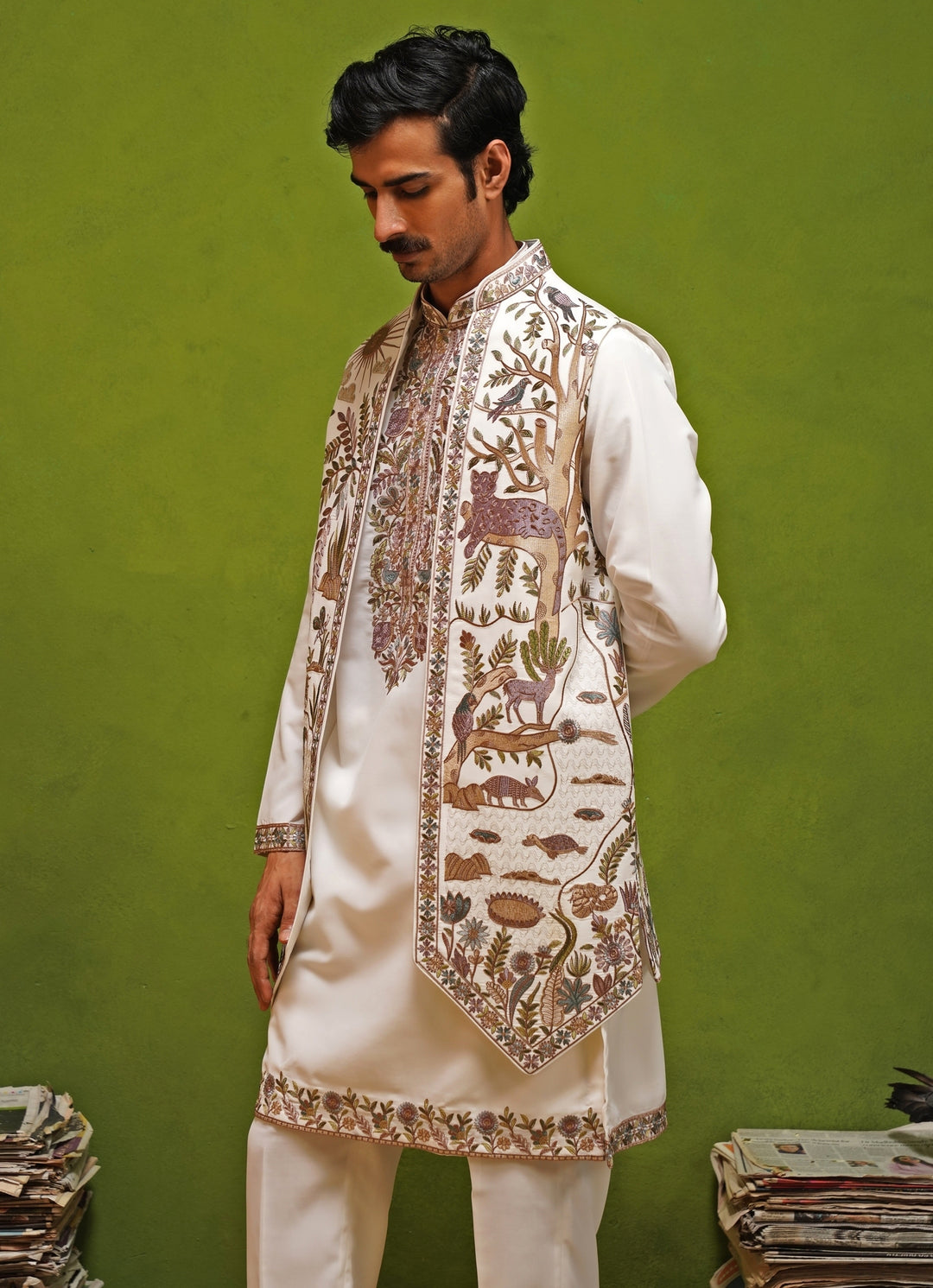 Ivory Georgette Kurta Set with Jacket