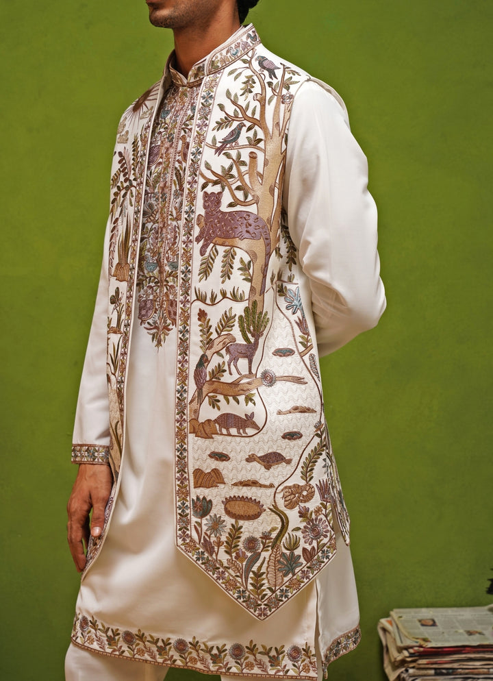 Ivory Georgette Kurta Set with Jacket