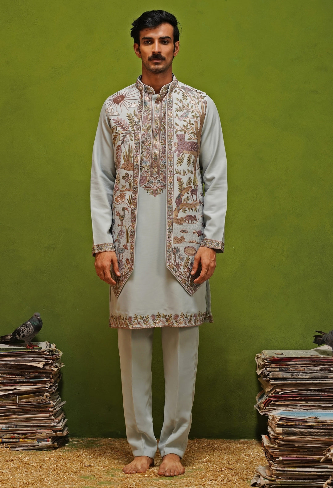 Sky Blue Georgette Kurta Jacket Set