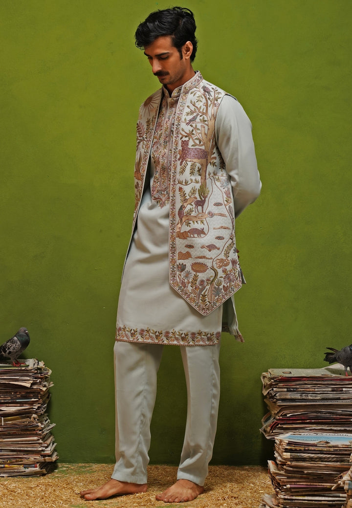 Sky Blue Georgette Kurta Jacket Set