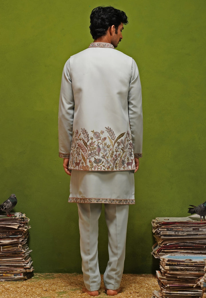 Sky Blue Georgette Kurta Jacket Set
