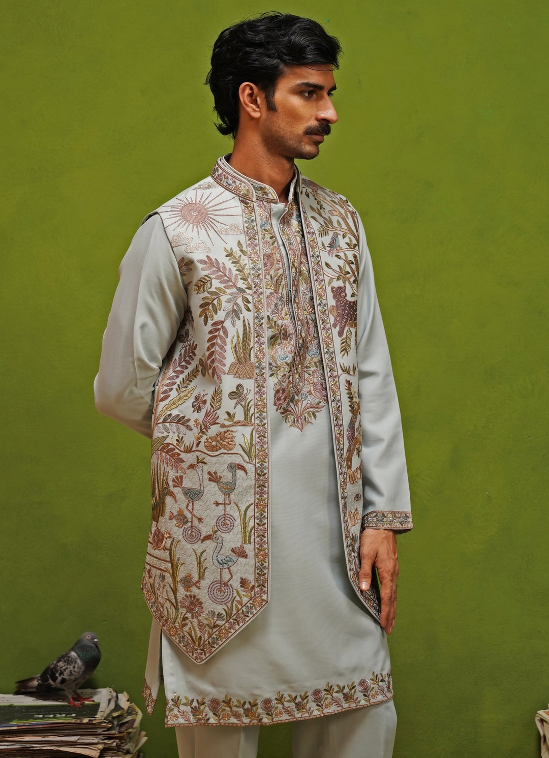 Sky Blue Georgette Kurta Jacket Set
