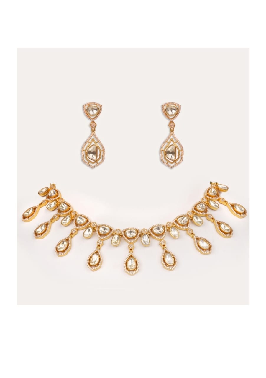 Moissanite Stone Gold Necklace Set