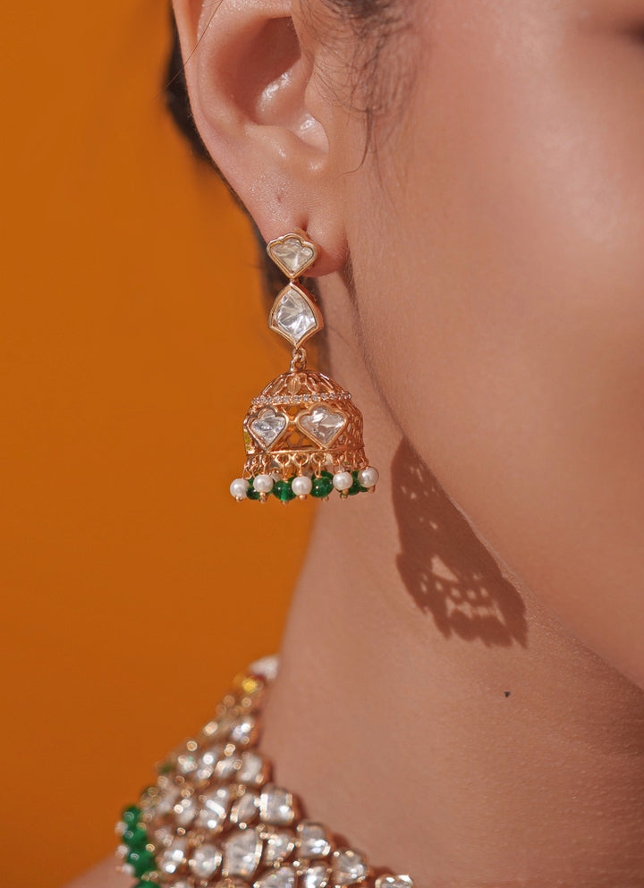 Green Polki Gold Necklace Set