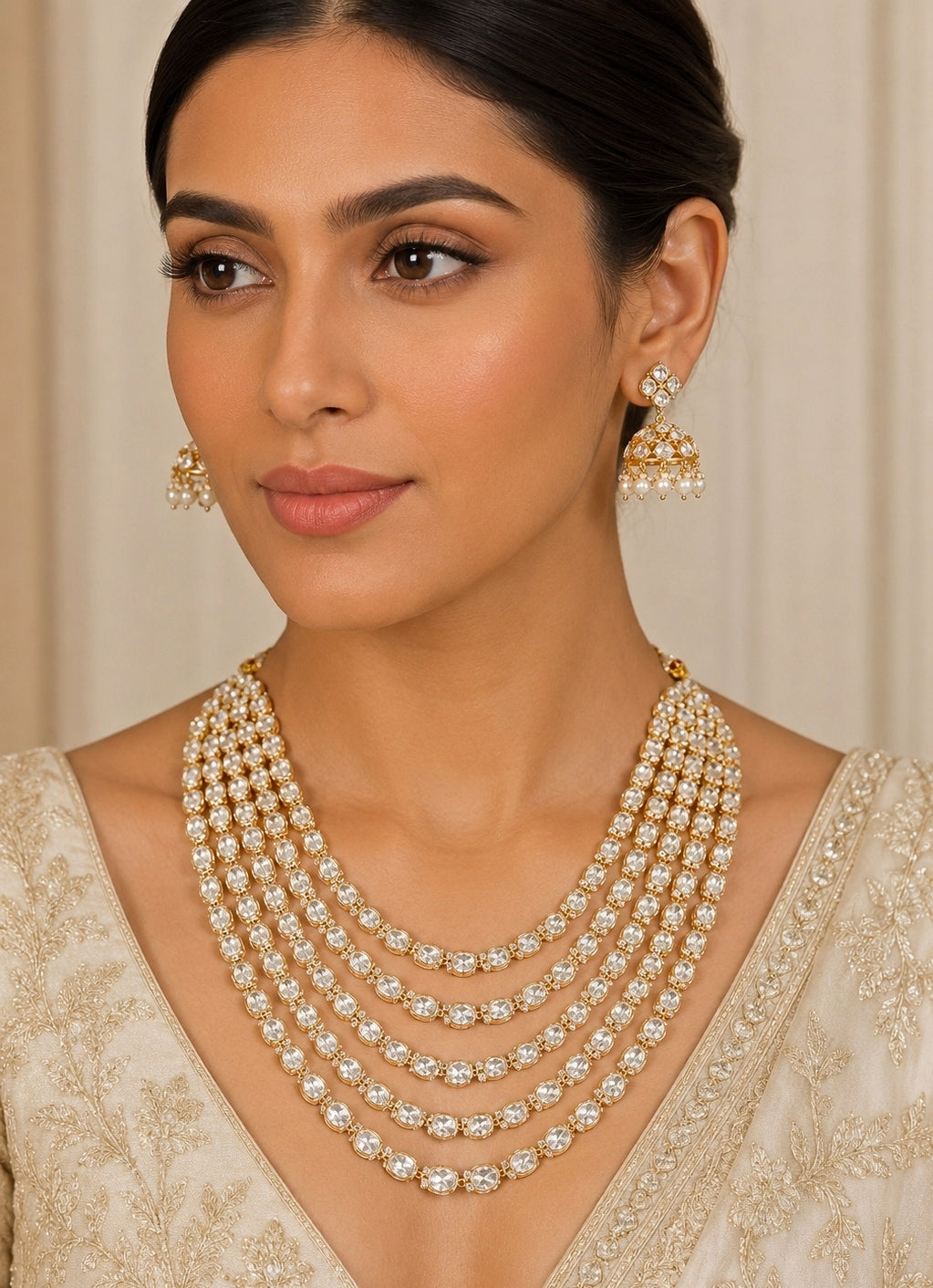 Multilayer Long Kundan Necklace Set