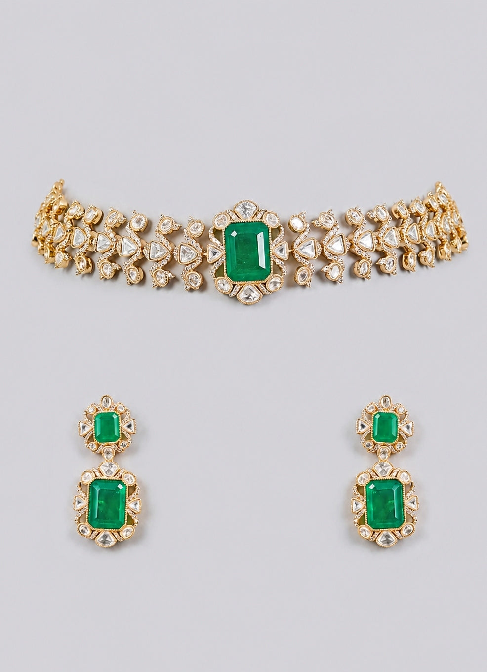 Green Kundan Choker Necklace Set