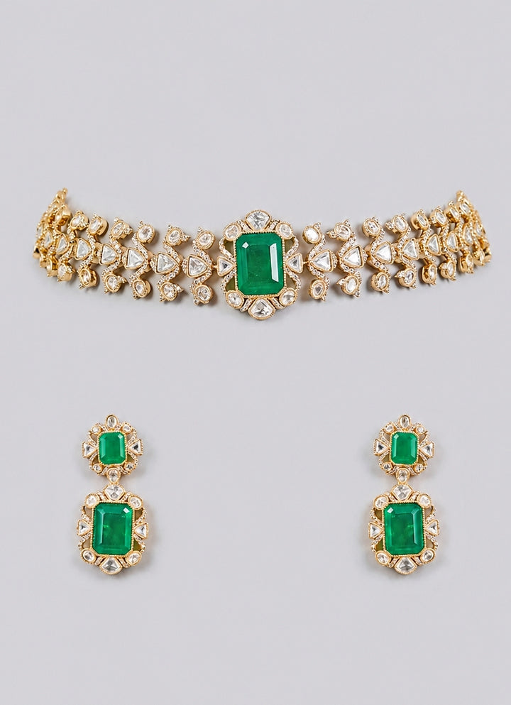Green Kundan Choker Necklace Set