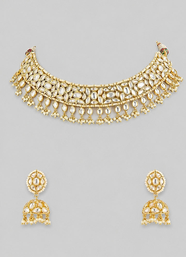 Gold Finish Kundan Necklace Set