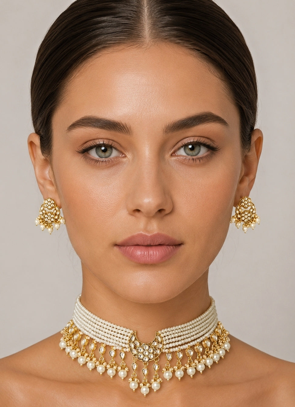 White Pearl And Kundan Choker Set