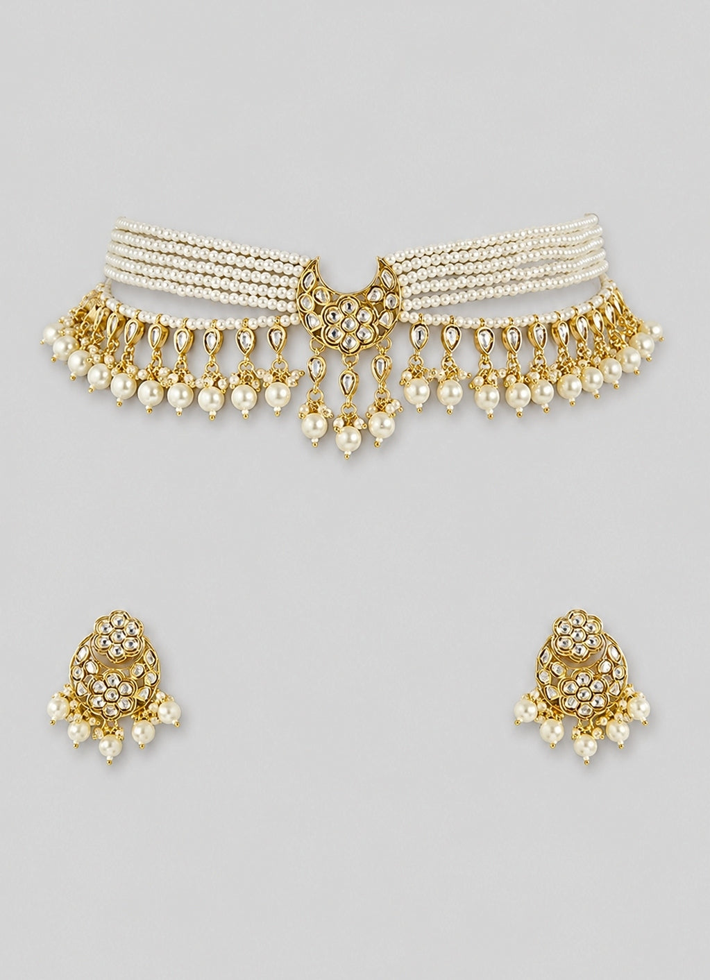 White Pearl And Kundan Choker Set