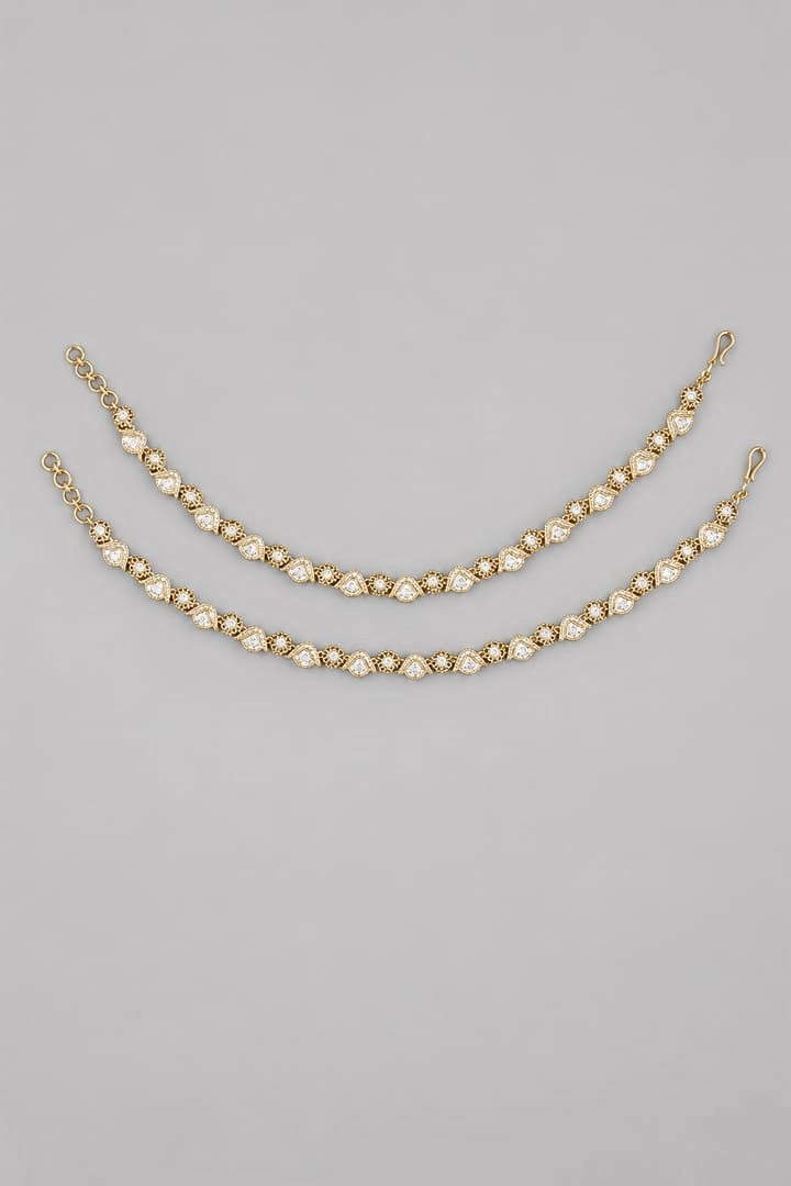 Gold Finish Kundan And Polki Payal
