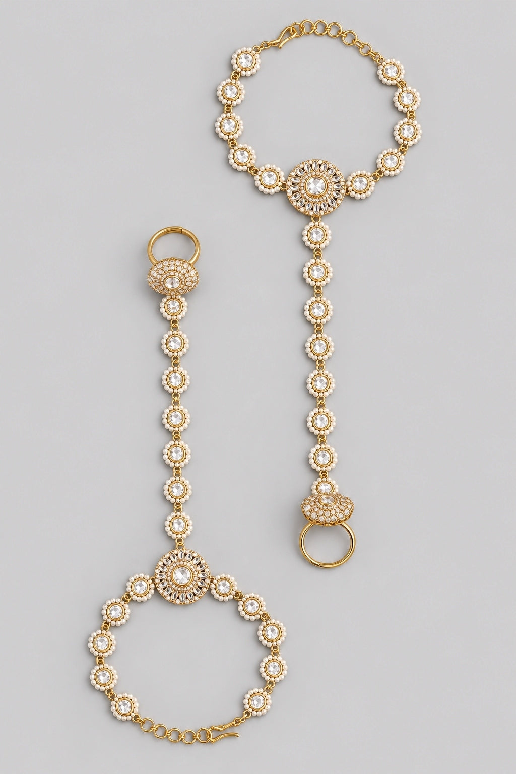 Gold Kundan And Polki Haathphool