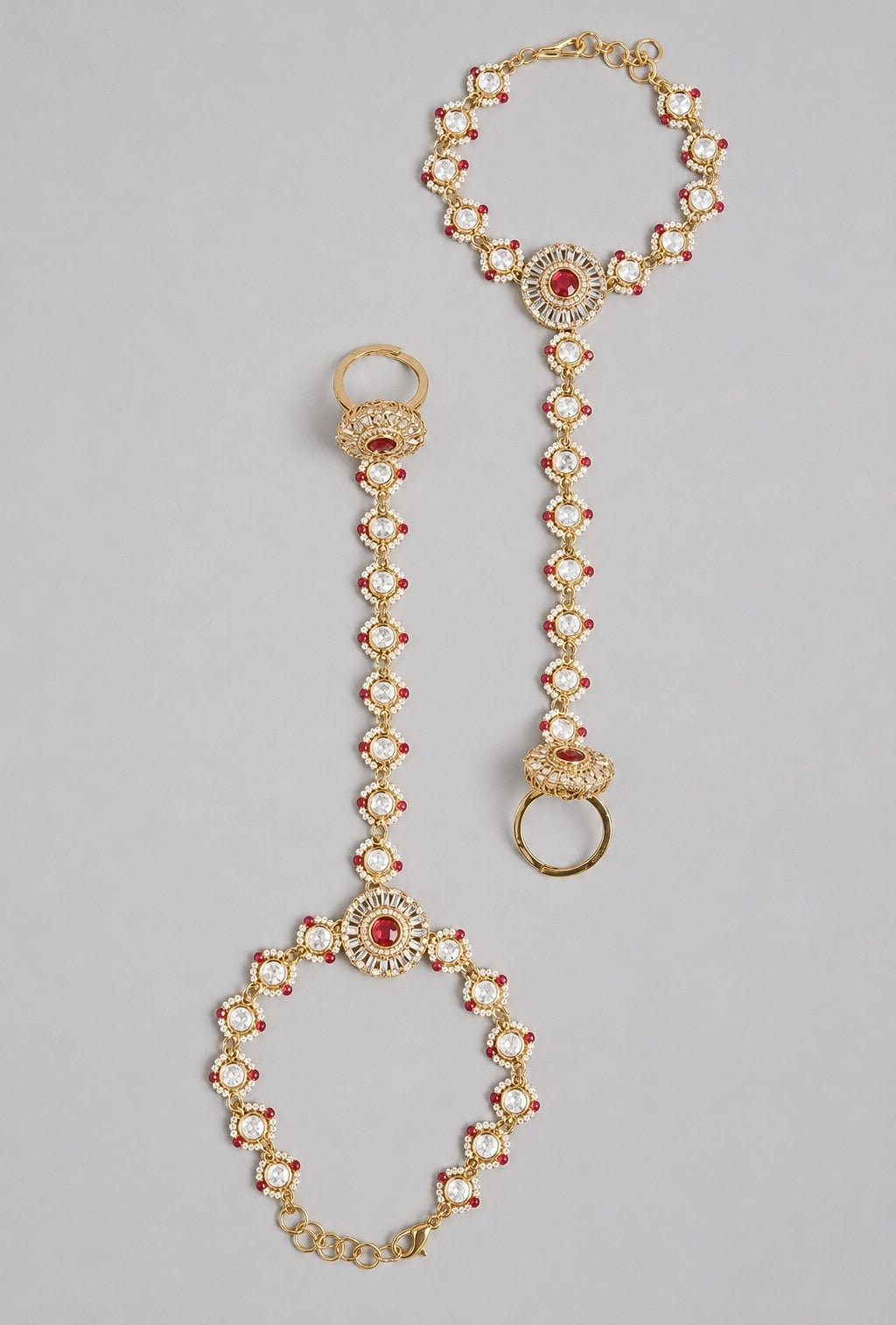 Red And Gold Kundan Haathphool